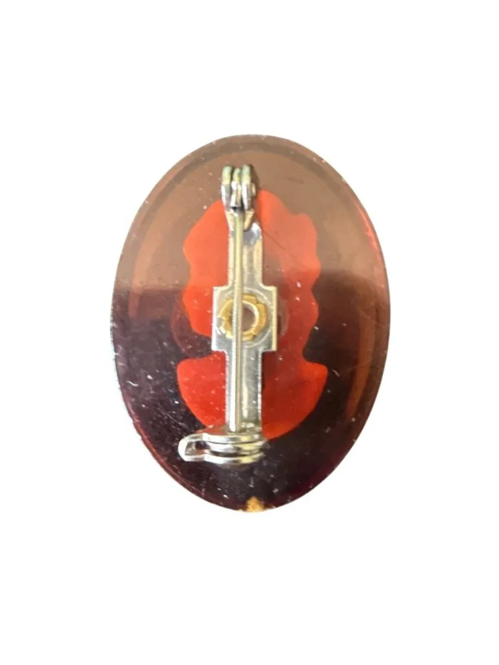 Vintage Victorian Cameo Brooch Faux Cream Shell Resin Dark Brown Coquette Goth